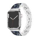 For Apple Watch Series 8 45mm Bling Diamond Bracelet Metal Watch Band(Silver Blue) - 1