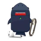 For AirPods 1 / 2 Anti-fall Shark Shape Silicone Earphone Protective Case with Carabiner(Dark Blue) - 1
