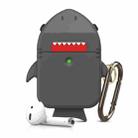 For AirPods 1 / 2 Anti-fall Shark Shape Silicone Earphone Protective Case with Carabiner(Grey) - 1