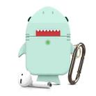 For AirPods 1 / 2 Anti-fall Shark Shape Silicone Earphone Protective Case with Carabiner(Green) - 1