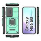 For Samsung Galaxy M56 5G Sliding Camshield TPU + PC Shockproof Phone Case with Holder(Green) - 3