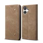 For Samsung Galaxy A06 5G Denim Texture Casual Style Horizontal Flip Leather Case(Khaki) - 1