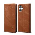 For Samsung Galaxy A06 5G Denim Texture Casual Style Horizontal Flip Leather Case(Brown) - 1