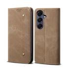 For Samsung Galaxy A17 5G Denim Texture Casual Style Horizontal Flip Leather Case(Khaki) - 1
