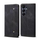 For Samsung Galaxy A17 5G Denim Texture Casual Style Horizontal Flip Leather Case(Black) - 1