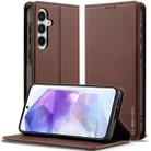 For Samsung Galaxy A56 5G LC.IMEEKE L1 Series Frosted Fine Texture PU Phone Case(Brown) - 1