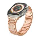 For Apple Watch Ultra 49mm S-Type Diamond Metal Watch Band(Rose Gold) - 1