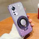 For Xiaomi 12 / 12S / 12X Plated Gradient Glitter Round Holder TPU Phone Case(Purple) - 1