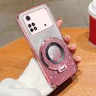 For Xiaomi Poco M4 Pro Plated Gradient Glitter Round Holder TPU Phone Case(Pink) - 1