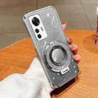 For Xiaomi 12T Pro Plated Gradient Glitter Round Holder TPU Phone Case(Silver) - 1