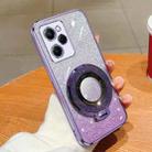 For Xiaomi Poco X5 Plated Gradient Glitter Round Holder TPU Phone Case(Purple) - 1