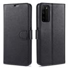 For Huawei Honor 30 Youth AZNS Sheepskin Texture Horizontal Flip Leather Case with Holder & Card Slots & Wallet(Black) - 1