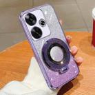 For Redmi Turbo 3 Plated Gradient Glitter Round Holder TPU Phone Case(Purple) - 1