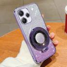 For Redmi 12 5G Plated Gradient Glitter Round Holder TPU Phone Case(Purple) - 1