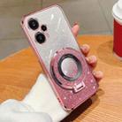 For Redmi Note 12 Turbo Plated Gradient Glitter Round Holder TPU Phone Case(Pink) - 1
