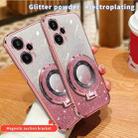 For Redmi Note 12 Turbo Plated Gradient Glitter Round Holder TPU Phone Case(Pink) - 3