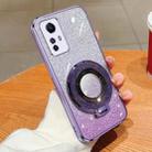 For Redmi Note 12S Plated Gradient Glitter Round Holder TPU Phone Case(Purple) - 1