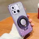 For Redmi 12C Plated Gradient Glitter Round Holder TPU Phone Case(Purple) - 1