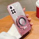 For Redmi Note 11 5G Plated Gradient Glitter Round Holder TPU Phone Case(Pink) - 1