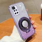 For Redmi 10 Plated Gradient Glitter Round Holder TPU Phone Case(Purple) - 1