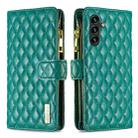 For Samsung Galaxy A16 5G Diamond Lattice Zipper Wallet Leather Flip Phone Case(Green) - 1