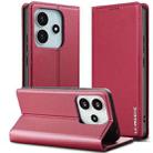 For Redmi Note 14 4G 164.84mm LC.IMEEKE L1 Series Frosted Fine Texture PU Phone Case(Red) - 1