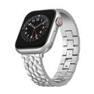 For Apple Watch Series 9 45mm Hammered Half Bracelet Metal Watch Band(Silver) - 1