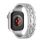 For Apple Watch Series 9 45mm Hammered Half Bracelet Metal Watch Band(Silver) - 3