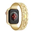 For Apple Watch Series 7 45mm Hammered Half Bracelet Metal Watch Band(Gold) - 3
