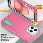 For iPhone 16 Pro Max Rugged PC + Silicone Phone Case with Holder(Rose Red+Light Green) - 3