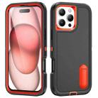 For iPhone 16 Pro Max Rugged PC + Silicone Phone Case with Holder(Black+Orange) - 1