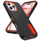 For iPhone 16 Pro Max Rugged PC + Silicone Phone Case with Holder(Black+Orange) - 2