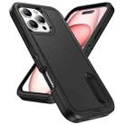 For iPhone 16 Pro Max Rugged PC + Silicone Phone Case with Holder(Black) - 2