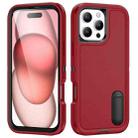 For iPhone 16 Pro Max Rugged PC + Silicone Phone Case with Holder(Red+Black) - 1