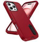 For iPhone 16 Pro Max Rugged PC + Silicone Phone Case with Holder(Red+Black) - 2