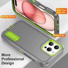 For iPhone 16 Pro Max Rugged PC + Silicone Phone Case with Holder(Grey+Fresh Green) - 3