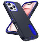 For iPhone 16 Pro Max Rugged PC + Silicone Phone Case with Holder(Dark Blue+Royal Blue) - 2