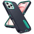 For iPhone 16 Pro Max Rugged PC + Silicone Phone Case with Holder(Dark Blue+Light Green) - 2