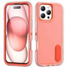 For iPhone 16 Pro Rugged PC + Silicone Phone Case with Holder(Transparent+Orange) - 1