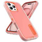 For iPhone 16 Pro Rugged PC + Silicone Phone Case with Holder(Transparent+Orange) - 2