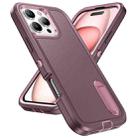 For iPhone 16 Pro Rugged PC + Silicone Phone Case with Holder(Purple+Pink) - 2