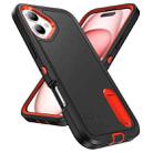 For iPhone 16 Plus Rugged PC + Silicone Phone Case with Holder(Black+Orange) - 2