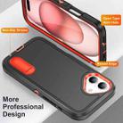 For iPhone 16 Plus Rugged PC + Silicone Phone Case with Holder(Black+Orange) - 3