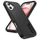 For iPhone 16 Plus Rugged PC + Silicone Phone Case with Holder(Black) - 2