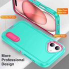 For iPhone 16 Plus Rugged PC + Silicone Phone Case with Holder(Light Green+Rose Red) - 3