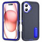 For iPhone 16 Plus Rugged PC + Silicone Phone Case with Holder(Dark Blue+Royal Blue) - 1