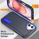 For iPhone 16 Plus Rugged PC + Silicone Phone Case with Holder(Dark Blue+Royal Blue) - 3