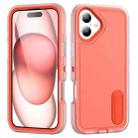 For iPhone 16 Plus Rugged PC + Silicone Phone Case with Holder(Transparent+Orange) - 1