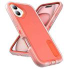 For iPhone 16 Plus Rugged PC + Silicone Phone Case with Holder(Transparent+Orange) - 2