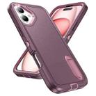 For iPhone 16 Plus Rugged PC + Silicone Phone Case with Holder(Purple+Pink) - 2